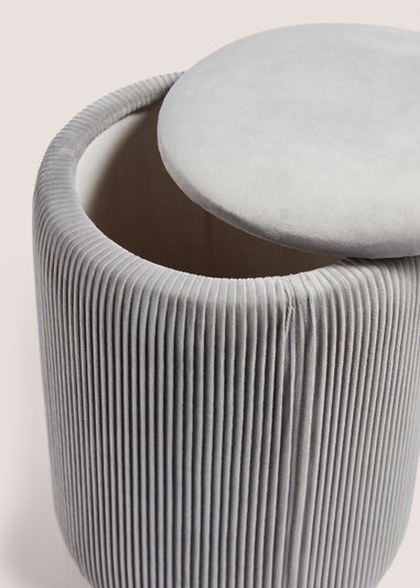 Grey Velvet Storage Pouffe