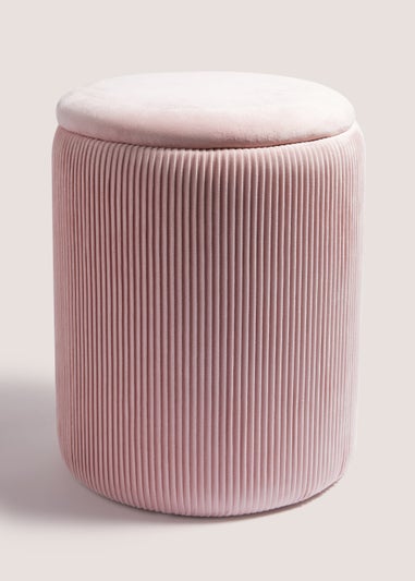 Pink Velvet Storage Pouffe