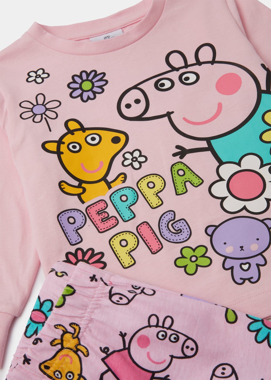 Kids Pink Peppa Pig Floral Pyjama Set (9mths-5yrs) Matalan
