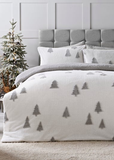 Grey Tree Teddy Fleece Duvet Cover