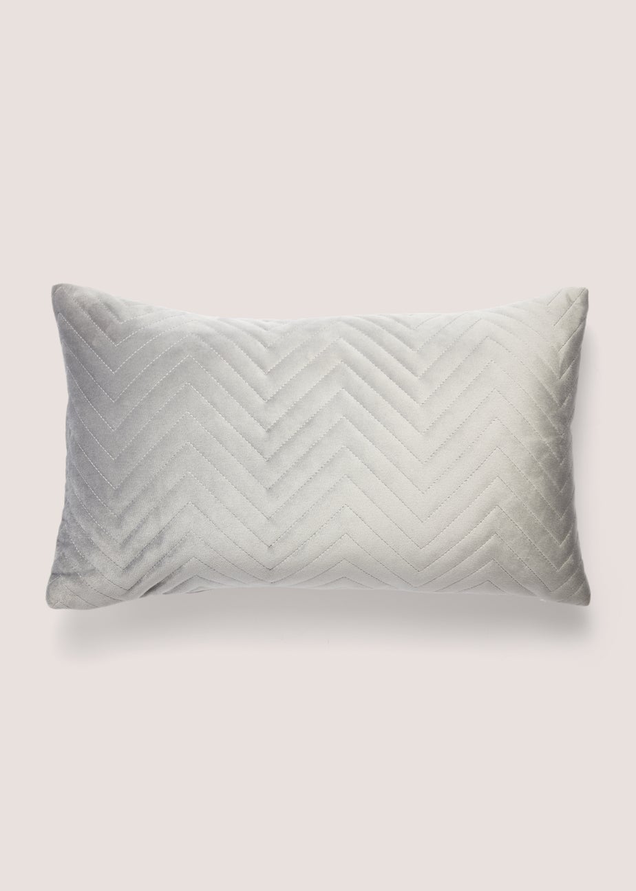 Grey Velvet Quilted Cushion