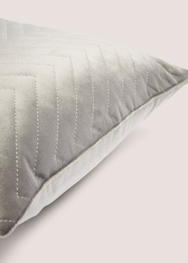 Grey Velvet Quilted Cushion