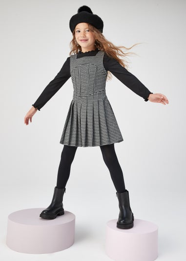 Girls Black Ponte Corset Dress & T-Shirt (4-13yrs)