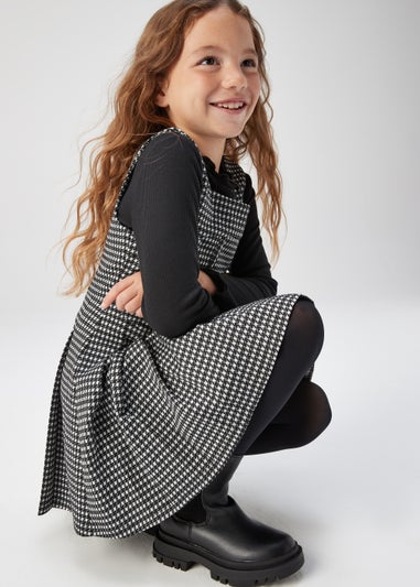 Girls Black Ponte Corset Dress & T-Shirt (4-13yrs)