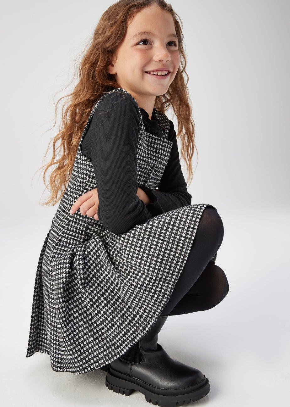 Girls Black Ponte Corset Dress & T-Shirt (4-13yrs)