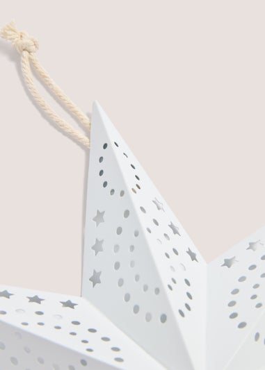 White Metal Medium Christmas Hanging Star (20cm x 40cm x 40cm)