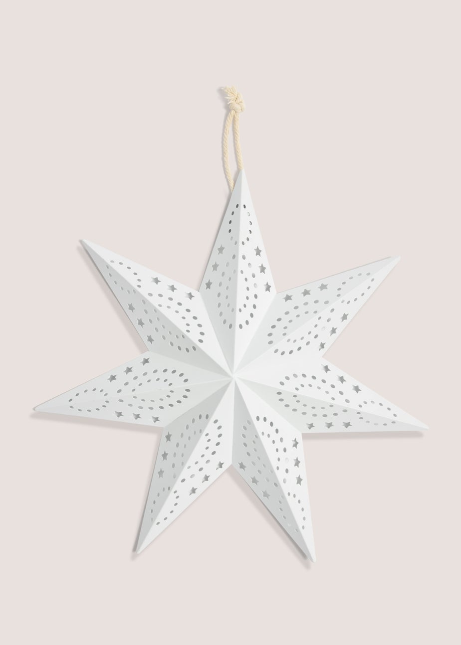 White Metal Medium Christmas Hanging Star (20cm x 40cm x 40cm)