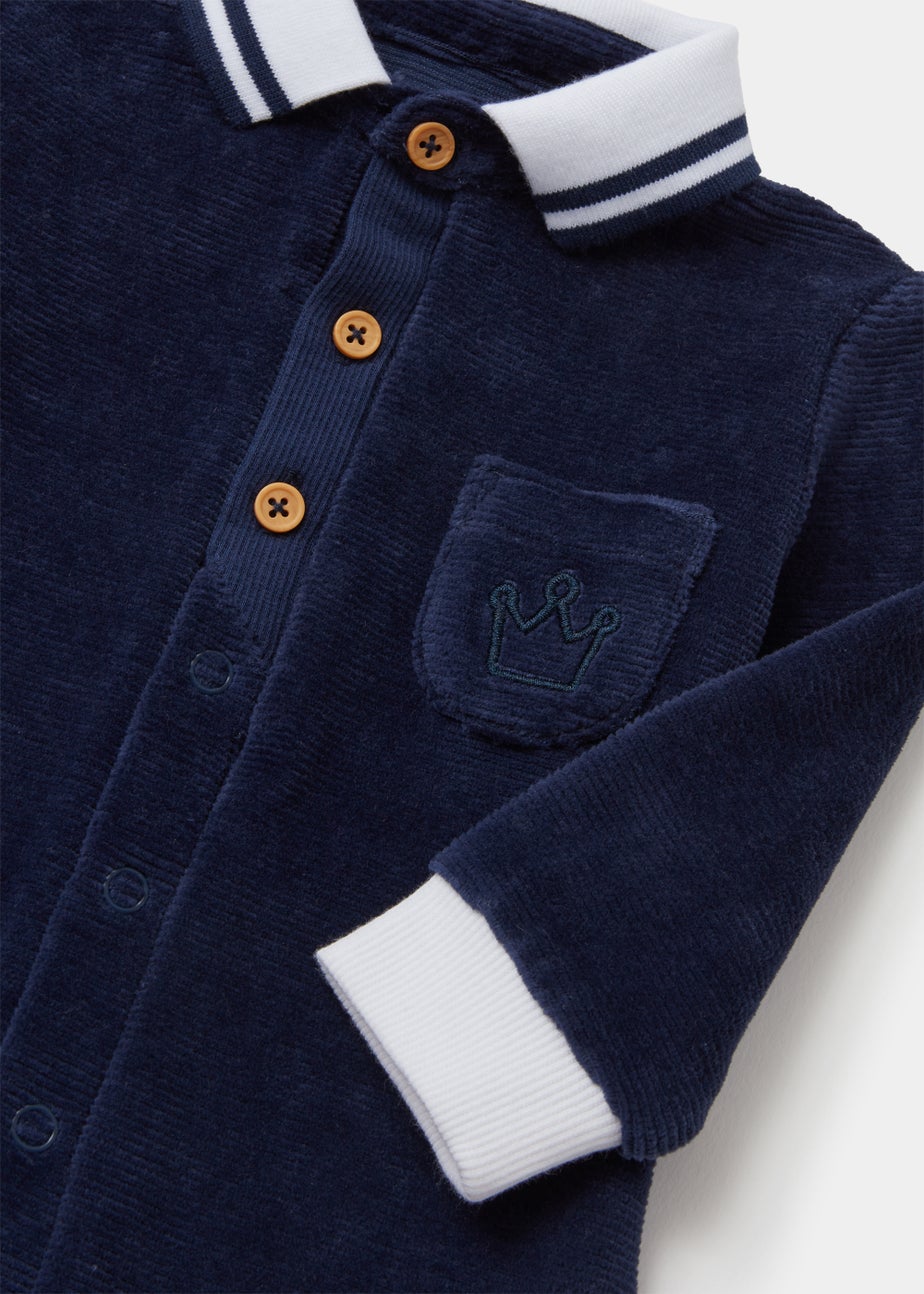 Baby Navy Velour Sleepsuit (Newborn-18mths)