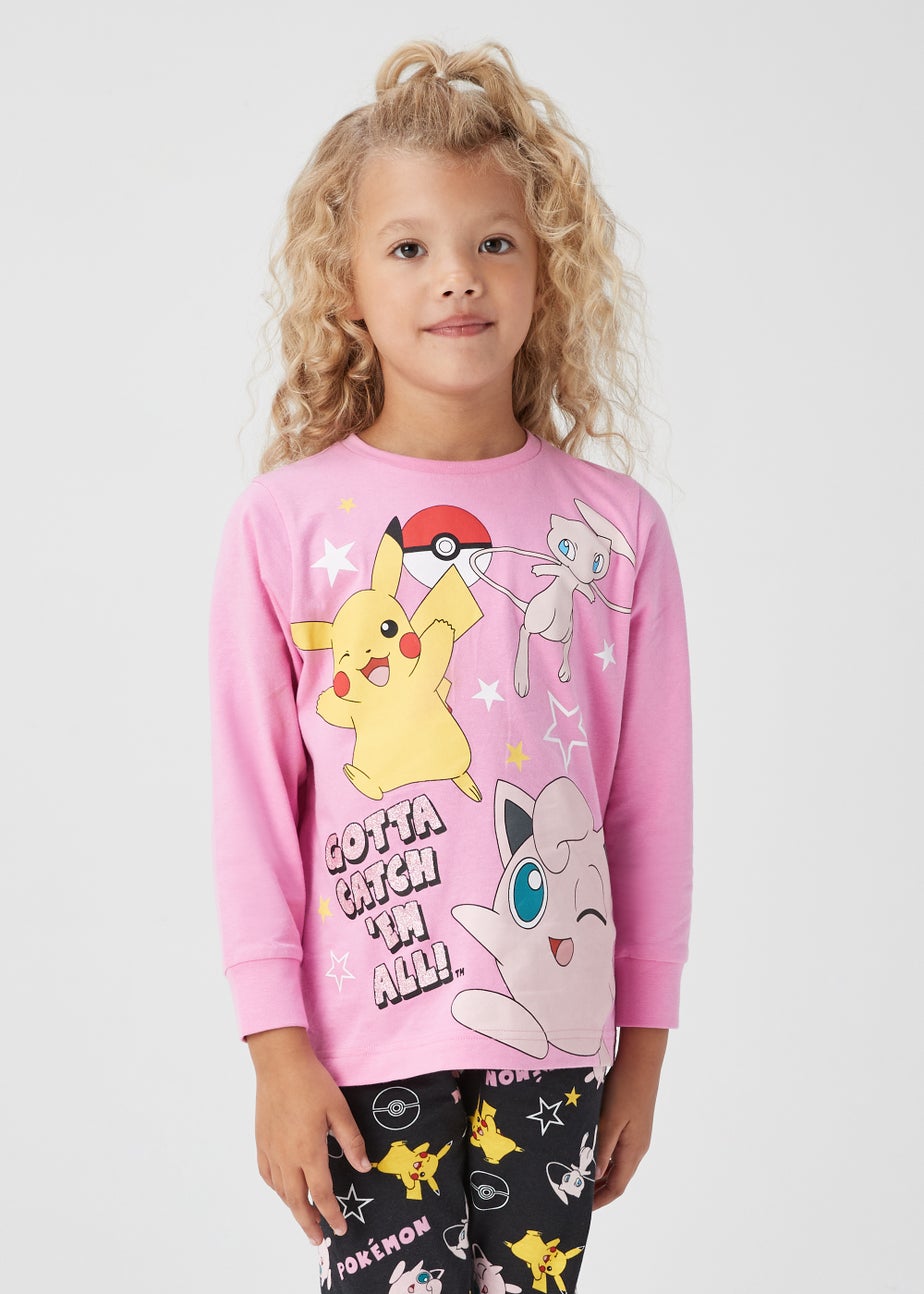 Kids Pink Black Pokémon Jersey Pyjama Set (5-12yrs) Matalan