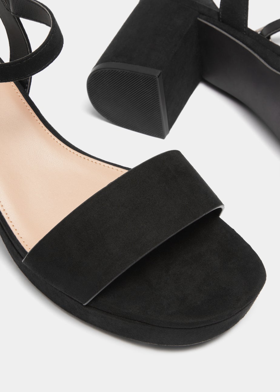 Black Platform Block Heels
