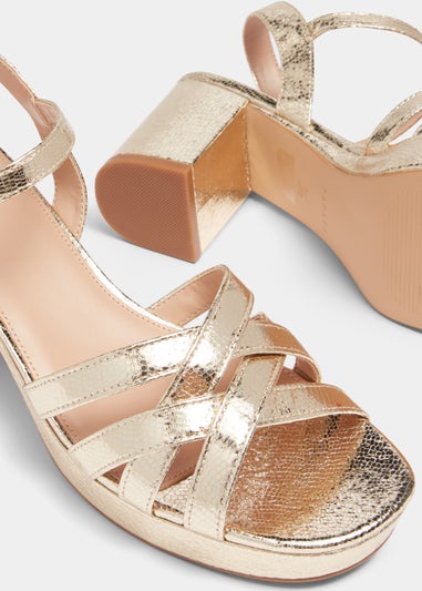 Gold Platform Block Heels