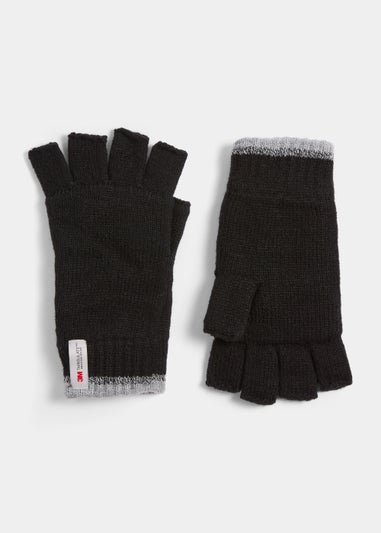 Black Thinsulate Fingerless Gloves