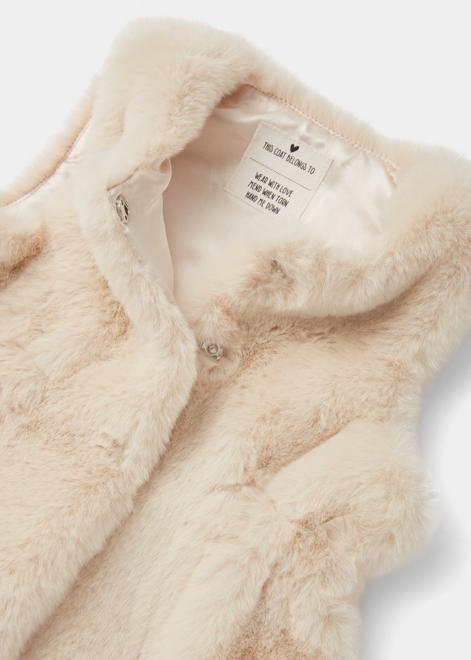 Girls Cream Faux Fur Gilet (9mths-6yrs)