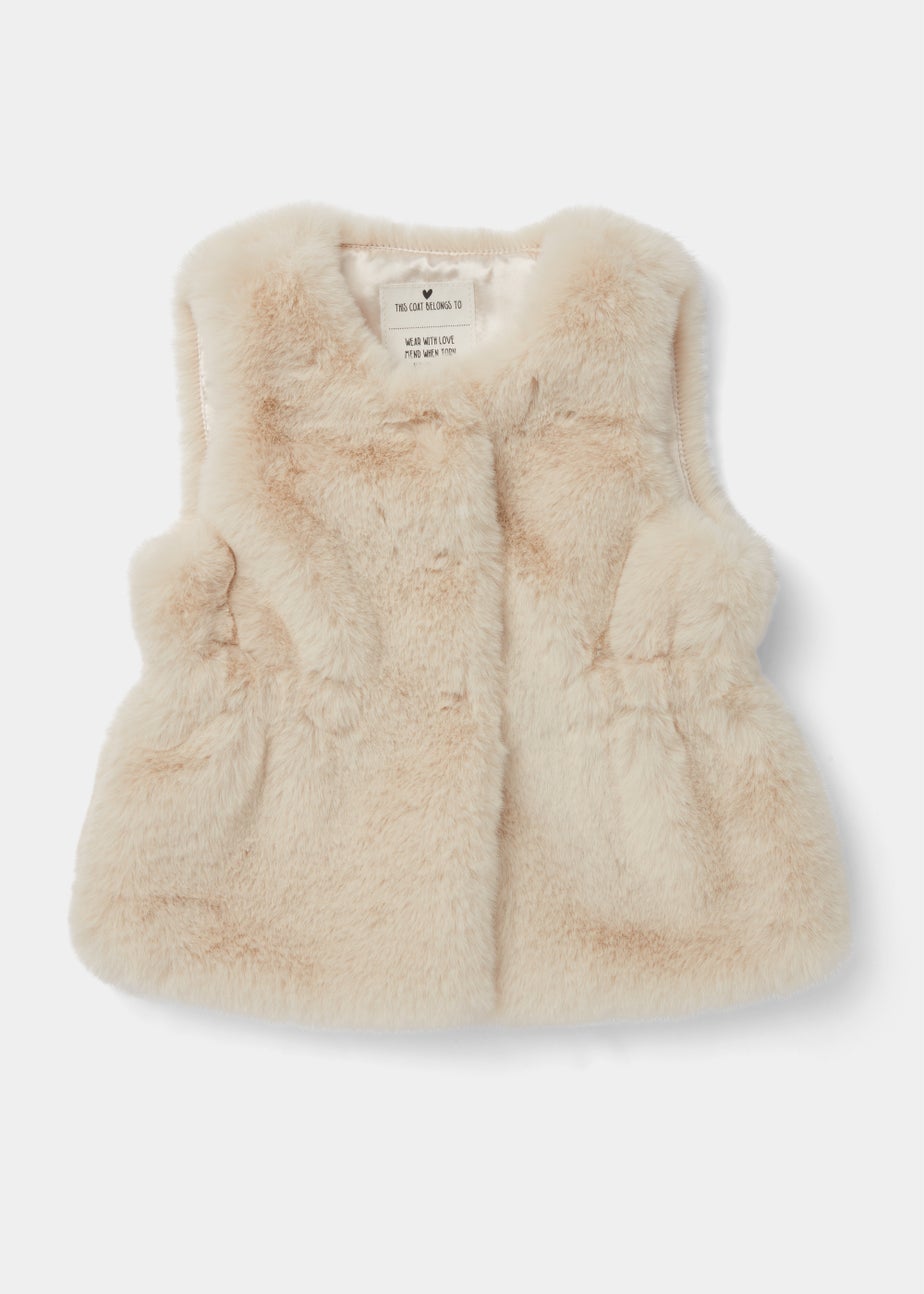 Girls Cream Faux Fur Gilet (9mths-6yrs)
