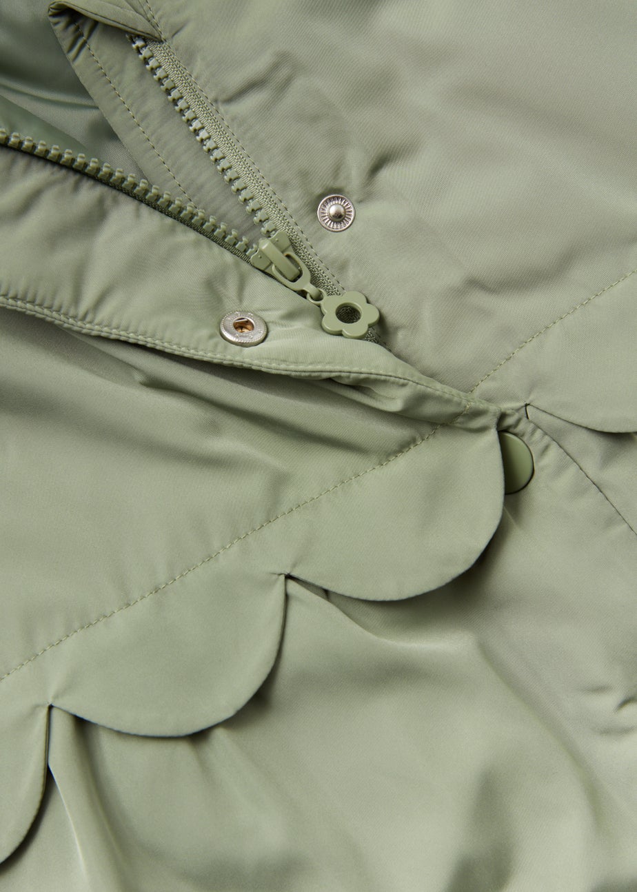 Girls Khaki Scallop Parka Coat (9mths-6yrs)