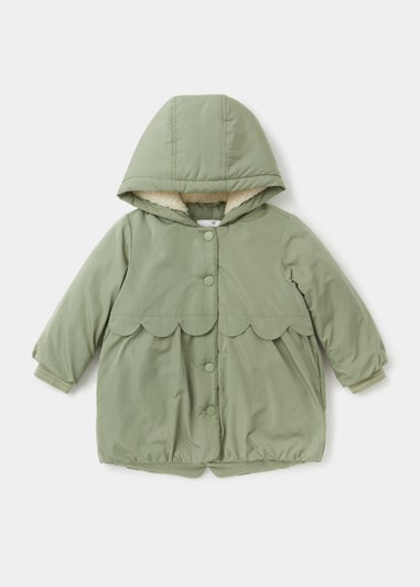 Girls Khaki Scallop Parka Coat (9mths-6yrs)