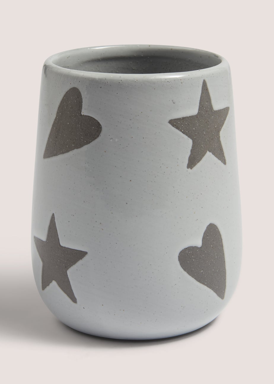 Heart & Star Stamp Bathroom Tumbler (8cm x 8cm x 11cm)