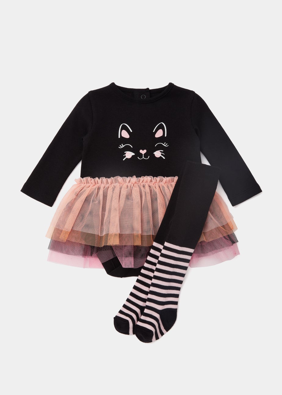 Baby Black Cat Bodysuit Tutu & Tights Set (Newborn-18mths)