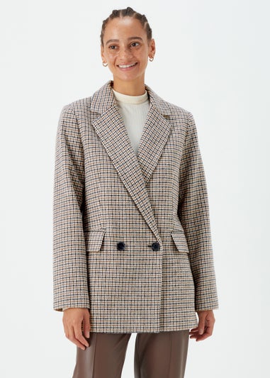 Papaya Petite Brown Check Blazer