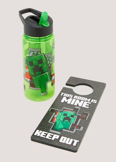 Kids Minecraft Water Bottle & Door Hanger Set