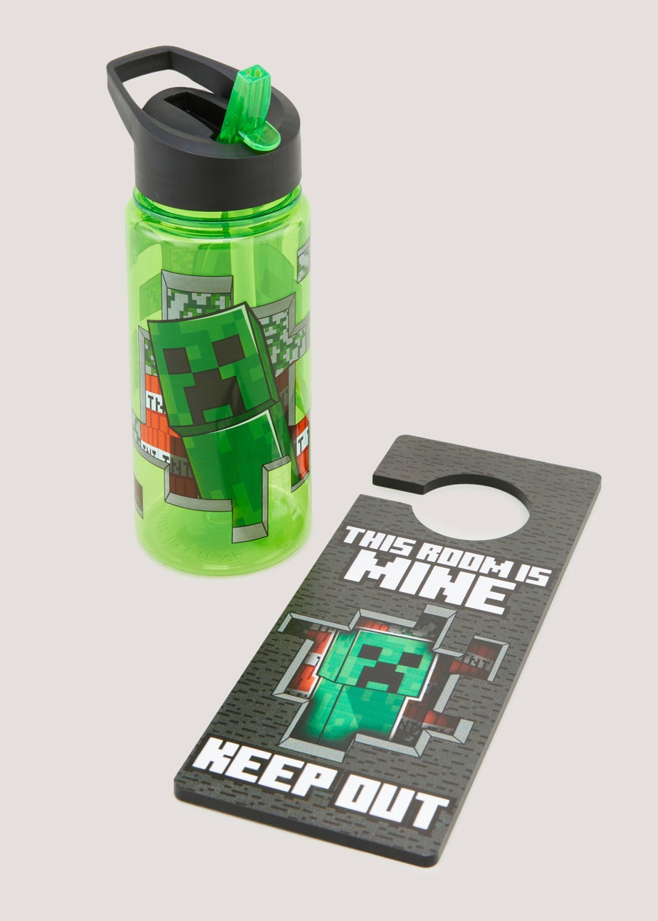 Kids Minecraft Water Bottle & Door Hanger Set