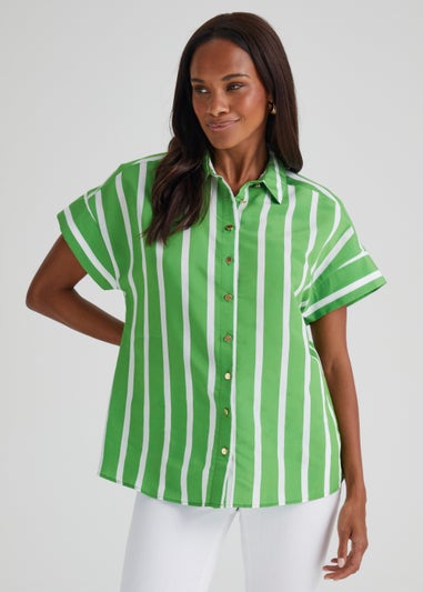 Green Stripe Short Sleeve Shirt