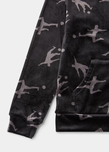 Boys Grey Football Embossed Hoodie & Bottoms Set (4-13yrs)