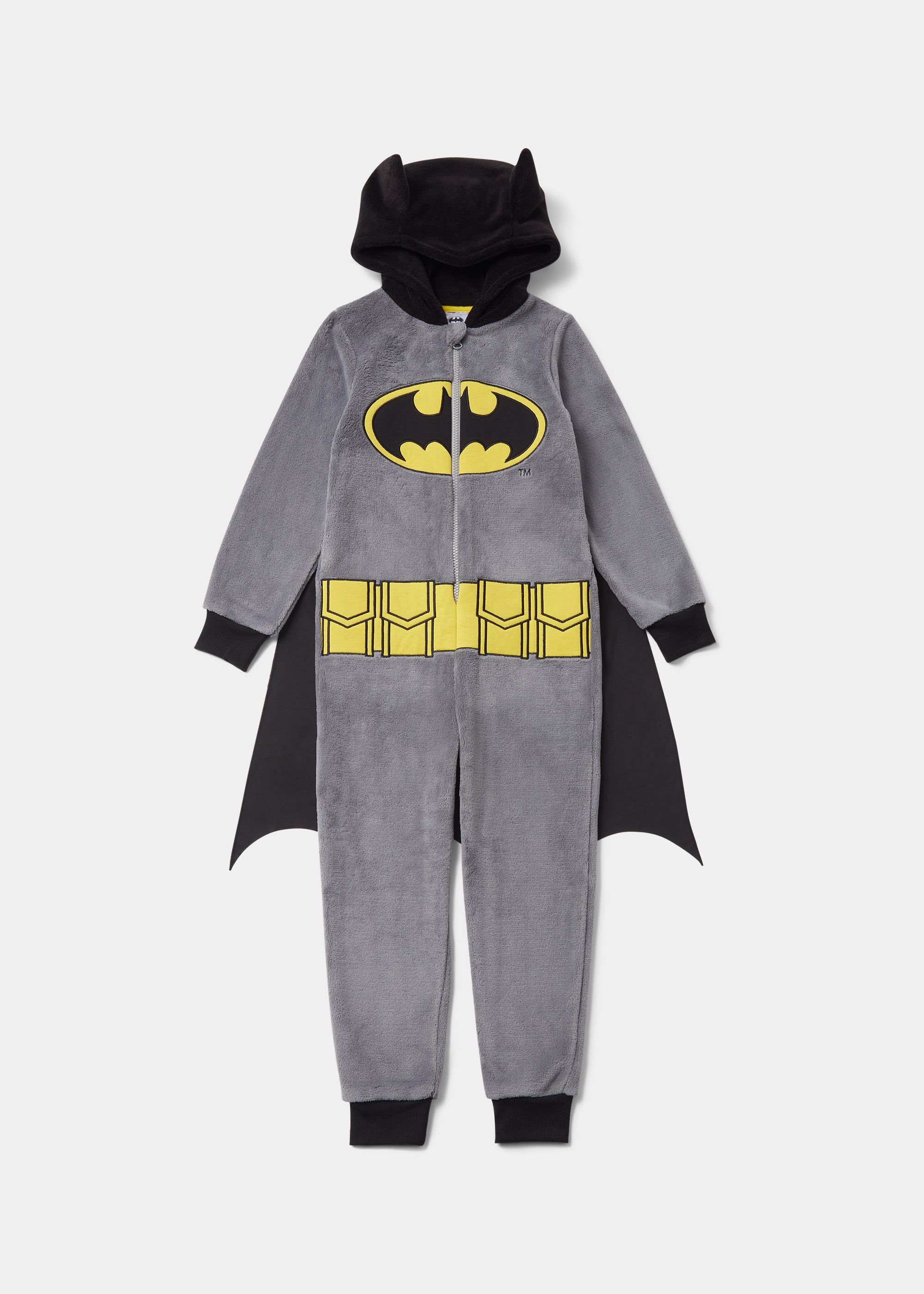 DC Comics Batman Overall Für Kinder – Kuscheliger Einteiler Mit Kapuze, Aus Coral Fleece (Unisex, Schwarz)
