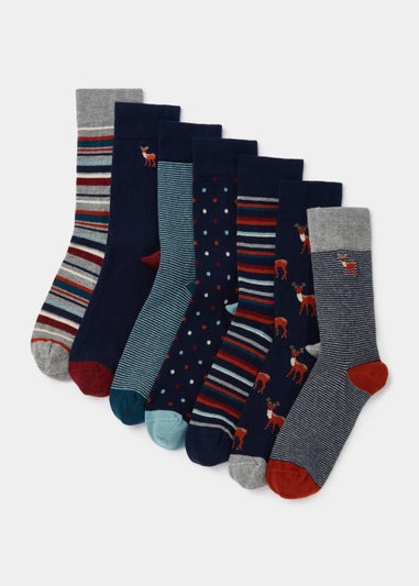 7 Pack Multicoloured Stag Print