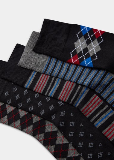 5 Pack Argyle Flexi Top Socks
