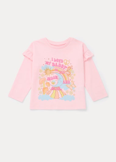 Girls Pink Daddy Long Sleeve T-Shirt (9mths-6yrs)