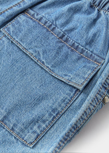 Girls Light Wash Denim Parachute Trousers (9mths-6yrs)