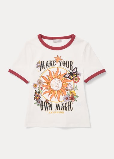 Girls Cream Ringer T-Shirt (7-15yrs)