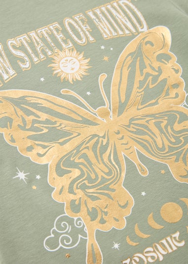 Girls Khaki Ringer T-Shirt (7-15yrs)