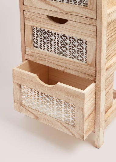 Natural Metal Wood 3 Drawers (63cm x 35cm x 25cm)