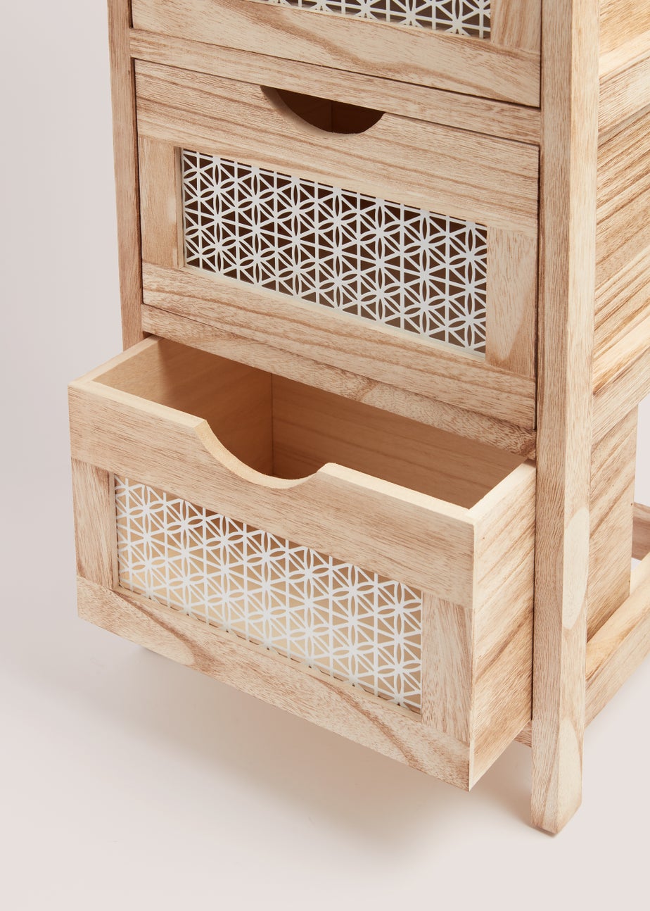 Natural Metal Wood 3 Drawers (63cm x 35cm x 25cm)