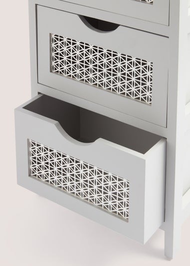 Grey Metal Wood 3 Drawers (63cm x 35cm x 25cm)