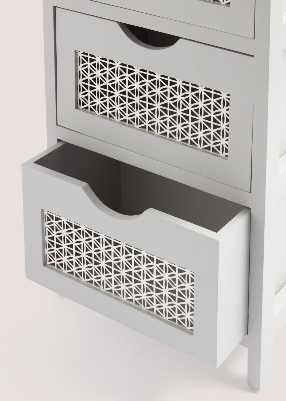 Grey Metal Wood 3 Drawers (63cm x 35cm x 25cm)