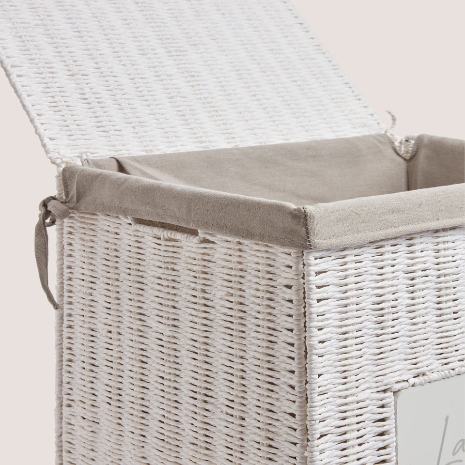 White Heart Laundry Basket (51cm x 40cm x 30cm)
