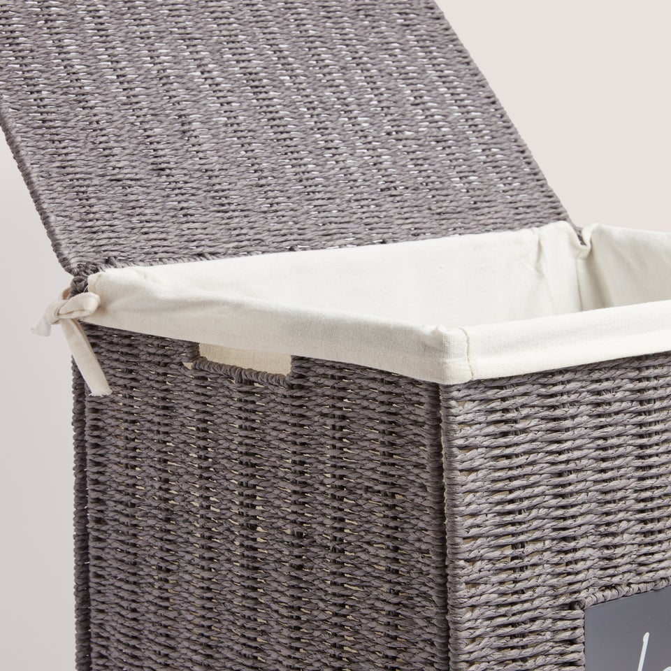 Grey Heart Laundry Basket