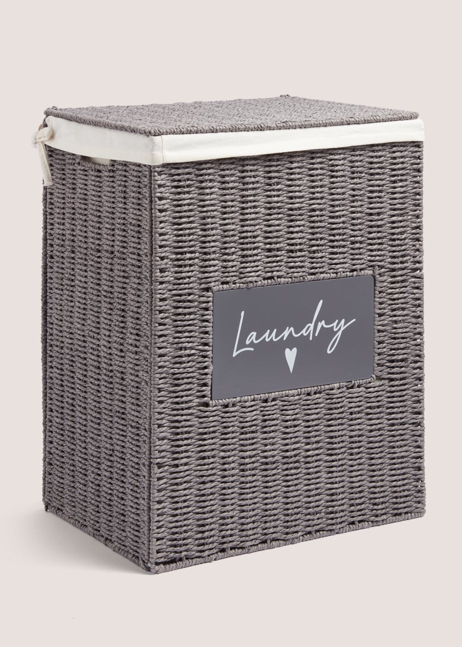 Grey Heart Laundry Basket
