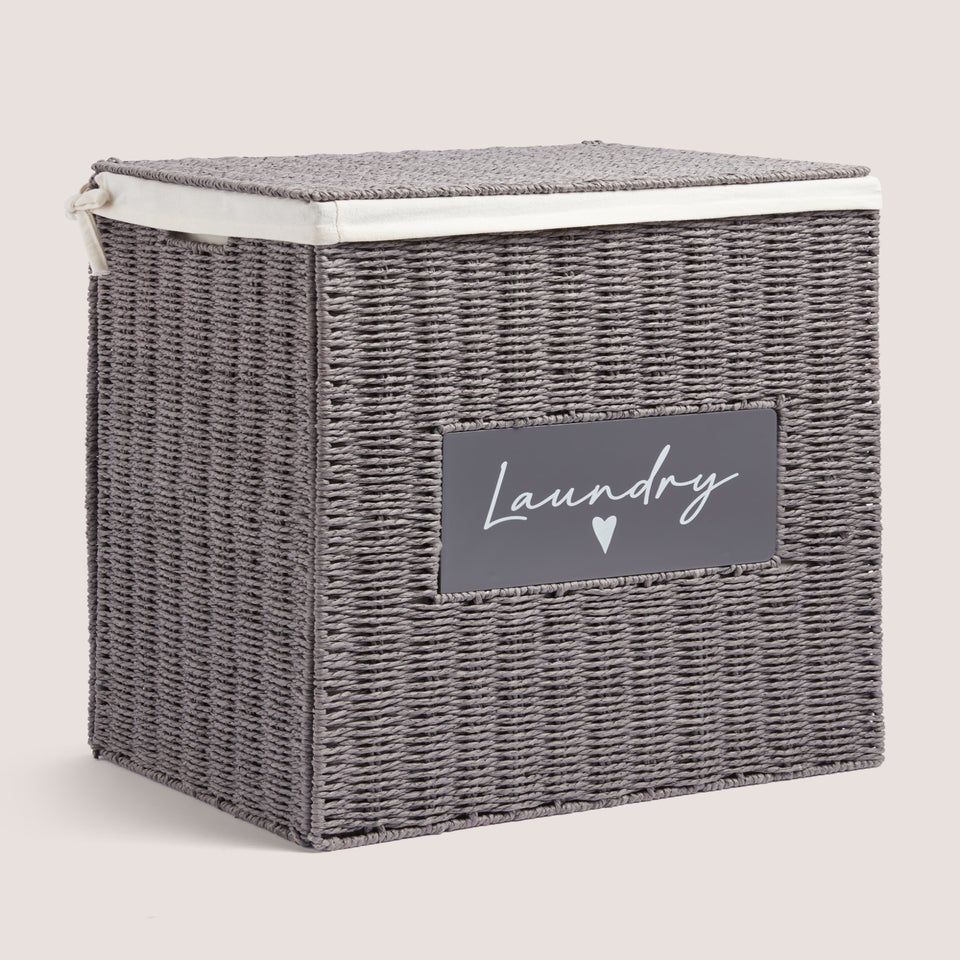 Grey Heart Laundry Basket