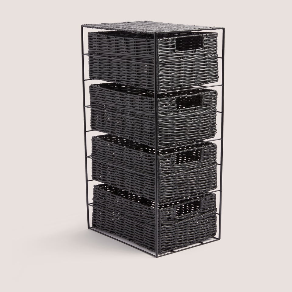 Black Woven Plastic Drawers