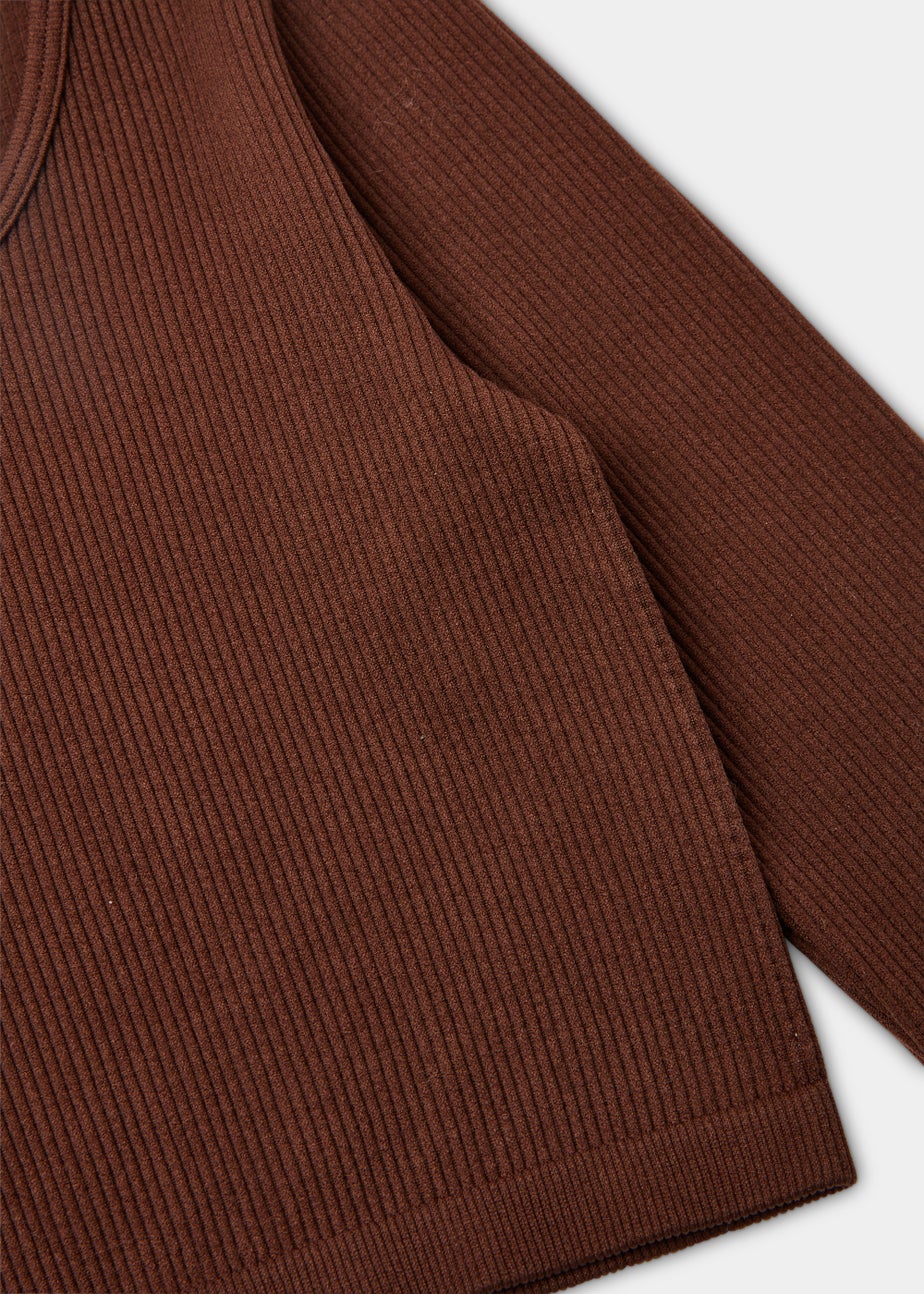 Girls Brown Seamless Long Sleeve Top (7-15yrs)