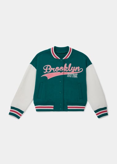 Girls Green Varsity Jacket (4-13yrs)