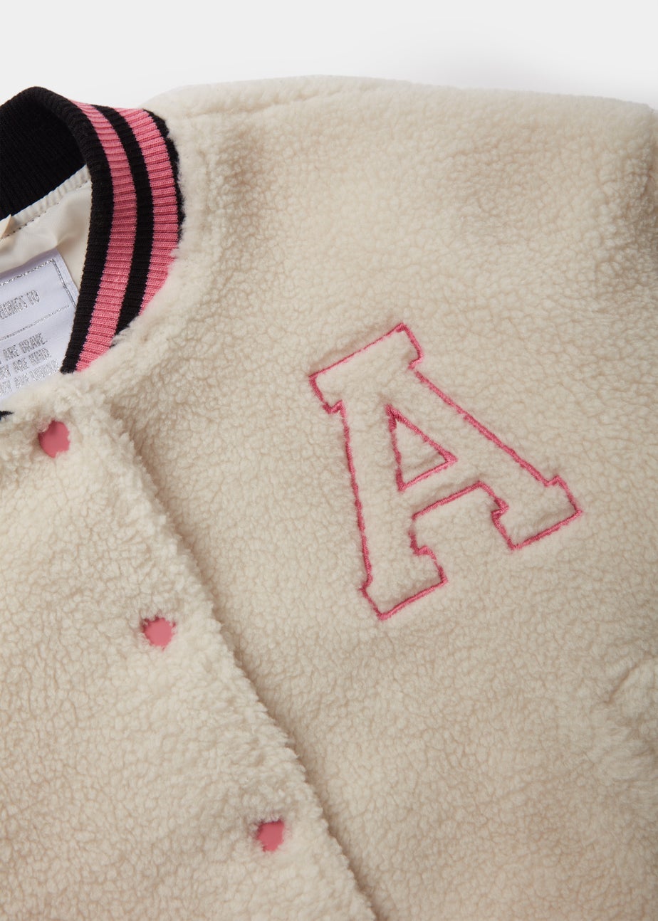 Girls Cream Borg Bomber Jacket (4-13yrs)