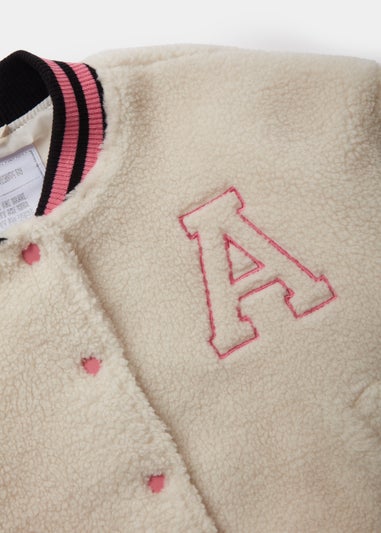 Girls Cream Borg Bomber Jacket (4-13yrs)