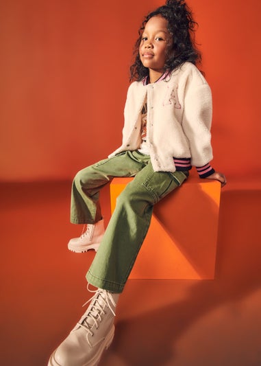 Girls Cream Borg Bomber Jacket (4-13yrs)