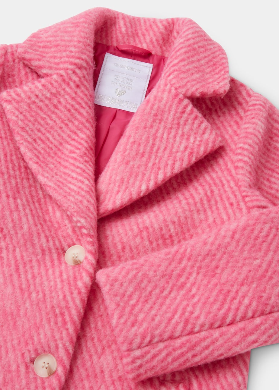 Girls Pink Boucle Coat (4-13yrs) Matalan