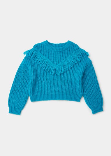 Girls Blue Fringe Jumper (4-13yrs)